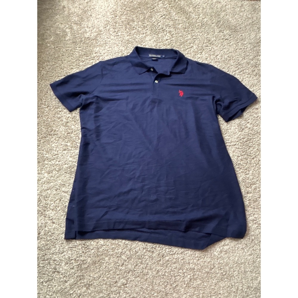 US Polo Assn Mens Performance Pique Polo Shirt Navy Blue Large 11C450